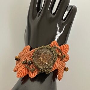 Artesian Handcrafted Orange green Quartz stone Beaded Bracelet